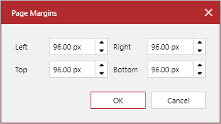 Page Margins Pop-up Dialog Page Margins Pop-up Dialog